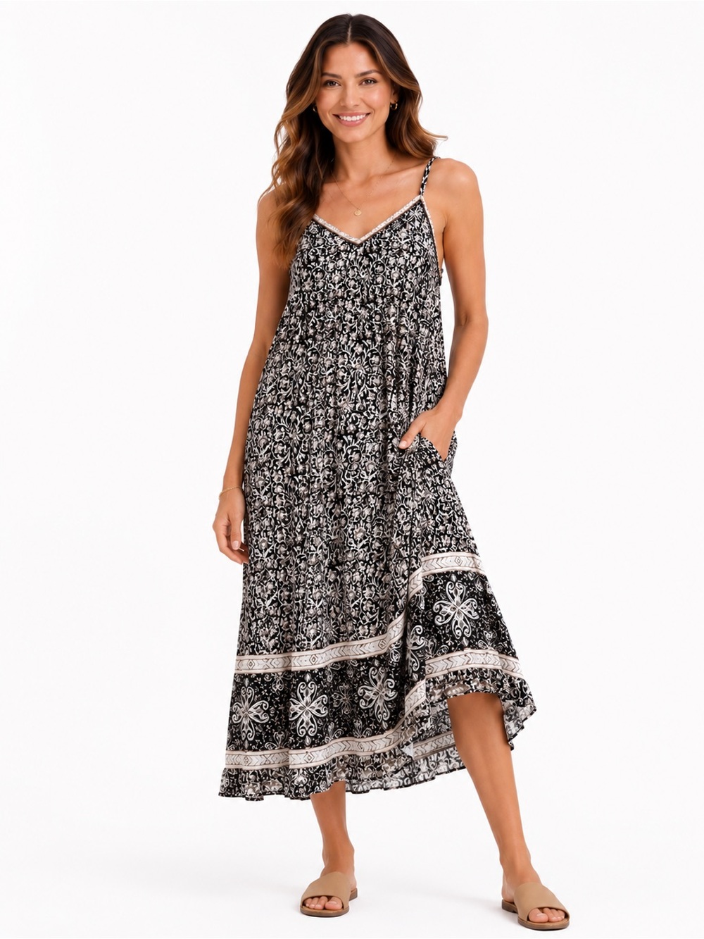GAP Black & White Floral Midi Sundress